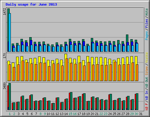 Daily usage for June 2013