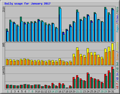 Daily usage for January 2017