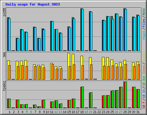 Daily usage for August 2023