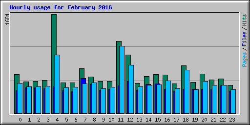 Hourly usage for February 2016